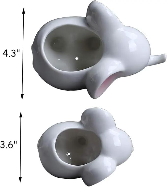Ogrmar 2PCS Elephant Plant Window Boxes Cute Elephant Flower Pot/Modern White Ceramic Succulent Planter Pots/Tiny Flower Plant Containers Animal Decor by GreenHaven Gardens