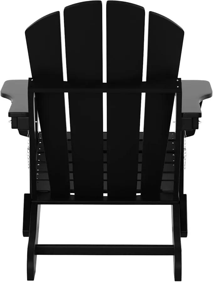 WO Home Furniture Adirondack Chairs Table Set of 3 PCS Outdoor Folding Chairs Coffee Table Weather/UV Resistant for Lawn, Garden, Bon Fire, Balcony (Black) by GreenHaven Gardens