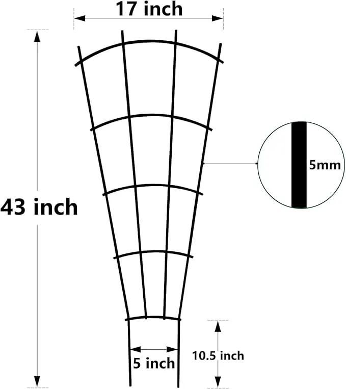 4 Pack 43'' Indoor Plant Trellis for Potted Plants Climbing Outdoor Metal Garden Trellis Houseplants Flowers Vine Ivy,Fan Shape, Black by GreenHaven Gardens