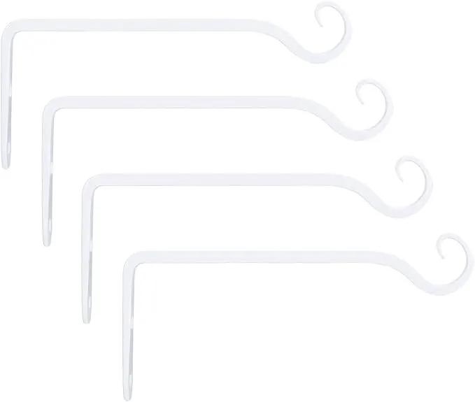 Mkono Hanging Plant Bracket 10 inch Metal Wall Plant Hook Decorative Plant Hanger for Bird Feeders, Planters, Lanterns, Wind Chimes, Home Decor Indoor Outdoor 4 Pack,White by GreenHaven Gardens