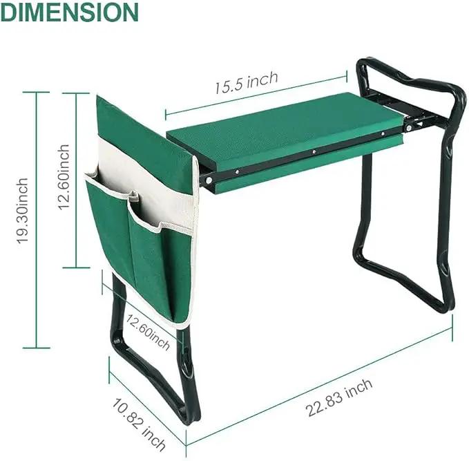 Garden Kneeler and Seat Stool Heavy Duty Garden Folding Bench with Large Tool Pocket and Soft EVA Kneeling Pad for Gardening Lovers by GreenHaven Gardens