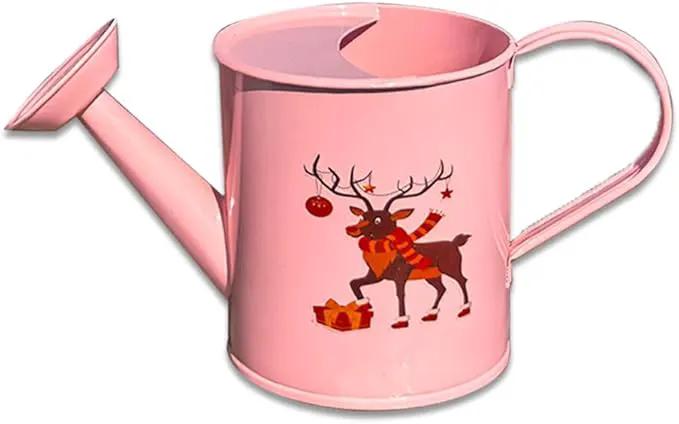 Metal Small Watering Can for Outdoor and Indoor Plants, Watering Can Decor, 500ML (Small Pink) by GreenHaven Gardens