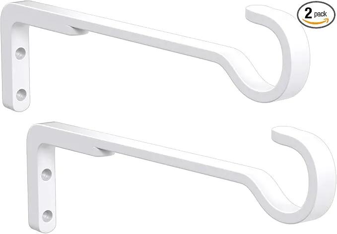 8 Inch 2 Pack White Heavy Duty Outdoor Plant Hangers for Hanging Baskets, Iron Hanging Plant Brackets for Hanging Plants Outside, Metal Plant Hooks Plant Wall Hooks for Hanging Lantern, Bird Feeder by GreenHaven Gardens