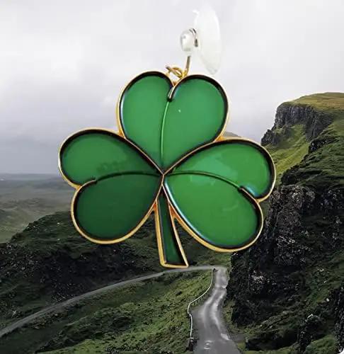 Shamrock Suncatcher Gift Set Irish Blessing Prayer Card and Irish Sun Catcher by GreenHaven Gardens