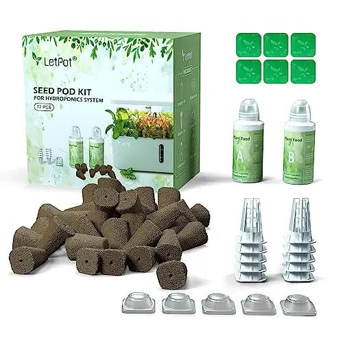 LetPot 77 Pcs Seed Pod Kits, Square Grow Anything Kit for Hydroponics, with 2 A&B Nutrient Plant Foods and 30 Sponges, 5 Domes, 10 Baskets, 30 Stickers, Compatible with LetPot Mini, YOOCAA, QYO, LYKO by GreenHaven Gardens
