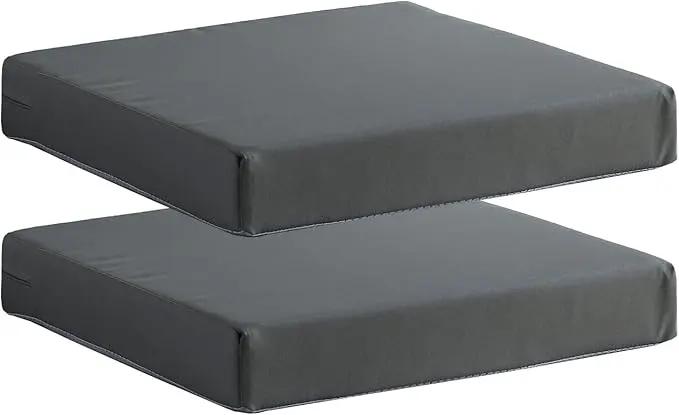 Patio Chair Cushions Set of 2 Non Slip Bottom Chair Pad with Ties Waterproof Square Outdoor Seat Cushion Replacement for Garden Swing Furniture 20x20 Inch, Gray by GreenHaven Gardens