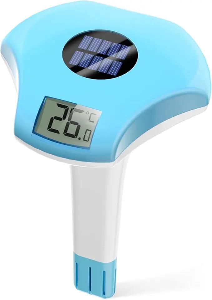 BALDR Pool Thermometer Floating Easy Read, IPX8 Waterproof, Solar Powered Digital Pool Thermometer with LCD Screen,Suitable for Swimming Pool/Hot Tub/Hot Spring/Aquarium (Blue) by GreenHaven Gardens