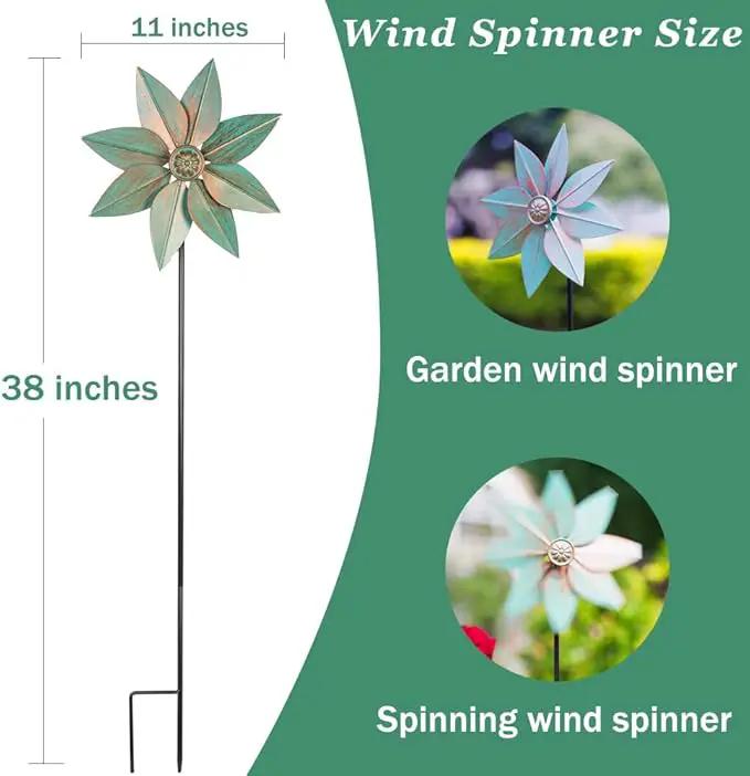 DREAMYSOUL Pinwheels for Yard and Garden, 38 Inches Metal Kinetic Wind Spinner for Outdoor Garden Patio Yard Decor by GreenHaven Gardens