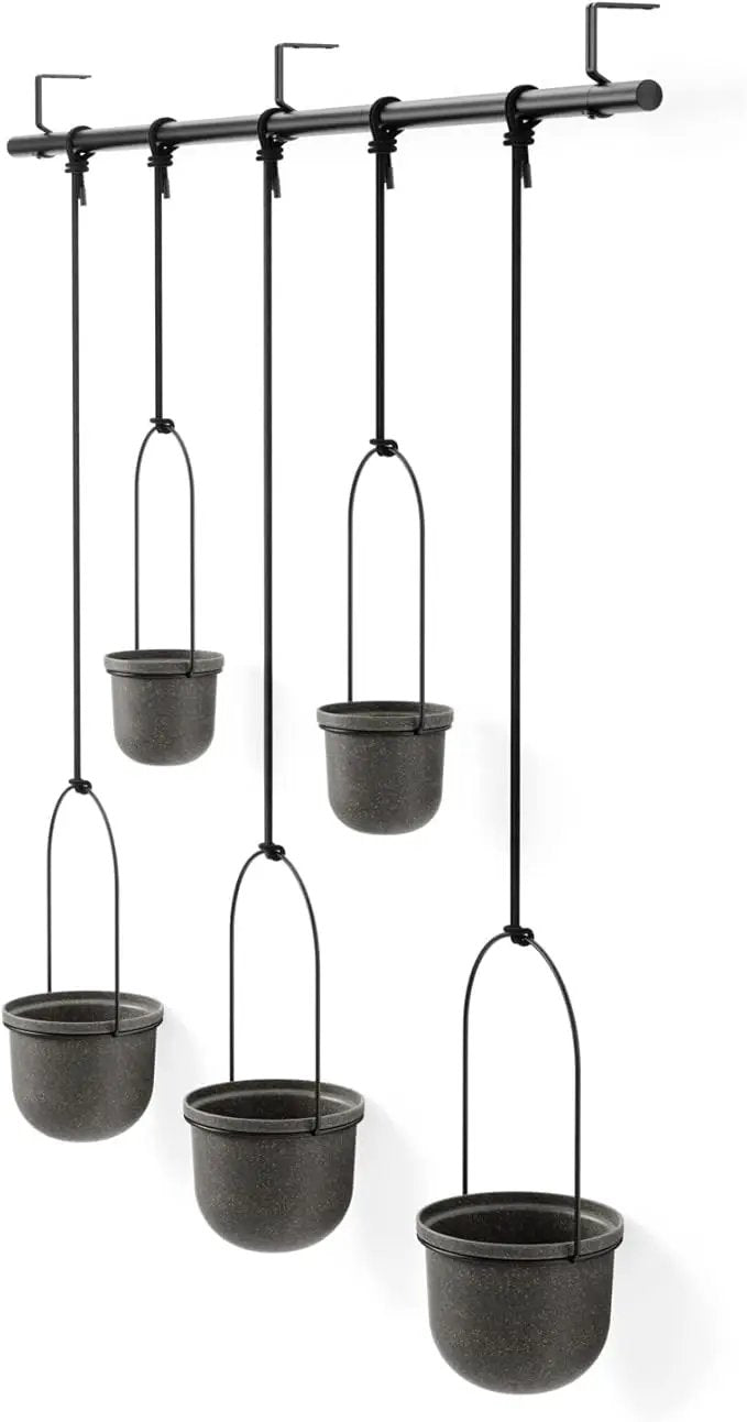 Umbra Triflora Hanging Planter for Window, Indoor Herb Garden, Set of 5, Black by GreenHaven Gardens