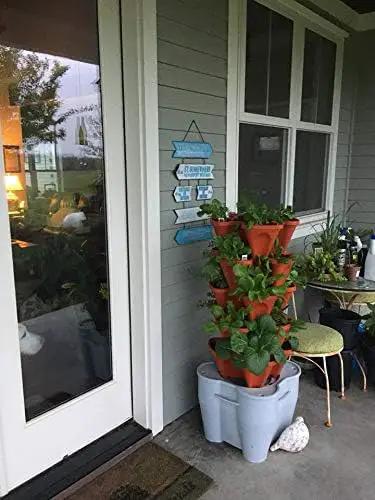 Mr. Stacky Smart Farm - Automatic Self Watering Garden - Grow Fresh Healthy Food Virtually Anywhere Year Round - Soil or Hydroponic Vertical Tower Gardening System (Standard Kit, Terracotta) by GreenHaven Gardens