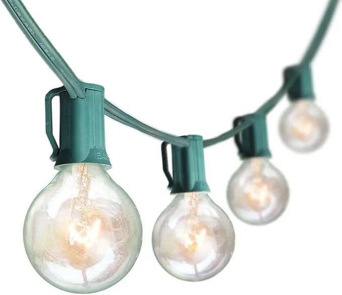 25Ft G40 Outdoor String Lights, Golbe Patio Light with 27 G40 Clear Incandescent Bulbs(2 spare), Hanging Waterproof Connectable Christmas String Lights for Indoor Outdoor Garden Camping Backyard Porch by GreenHaven Gardens