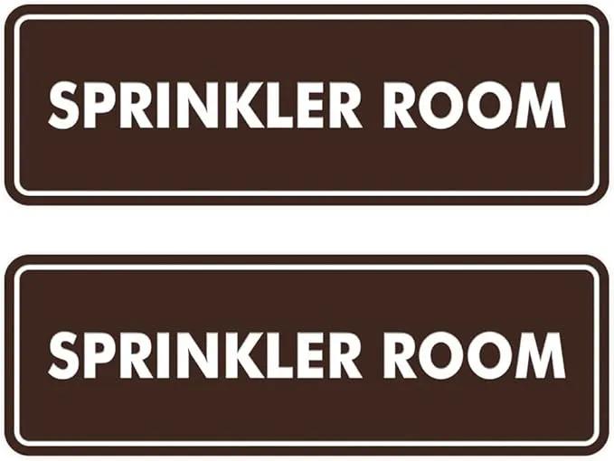 Signs ByLITA Standard Sprinkler Room Sign (Dark Brown) - Medium 2 Pack by GreenHaven Gardens