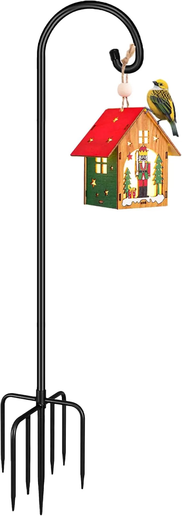 Shepherd Hook 75 Inch Tall Heavy-Duty Metal Garden Hanging Pole Stake for Bird Feeder Pole Plant Baskets, Black (1 Pack) by GreenHaven Gardens