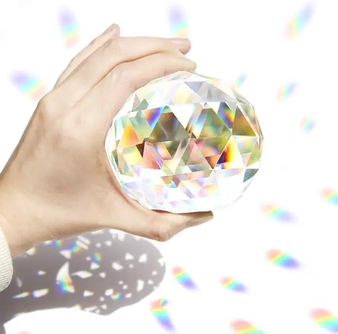 Clear Crystal Suncatcher Ball Prism Glass Sphere Faceted Gazing Ball Rainbow Maker Window Prisms Suncatcher for Window, Sun Catcher(80mm/3.15inch) by GreenHaven Gardens