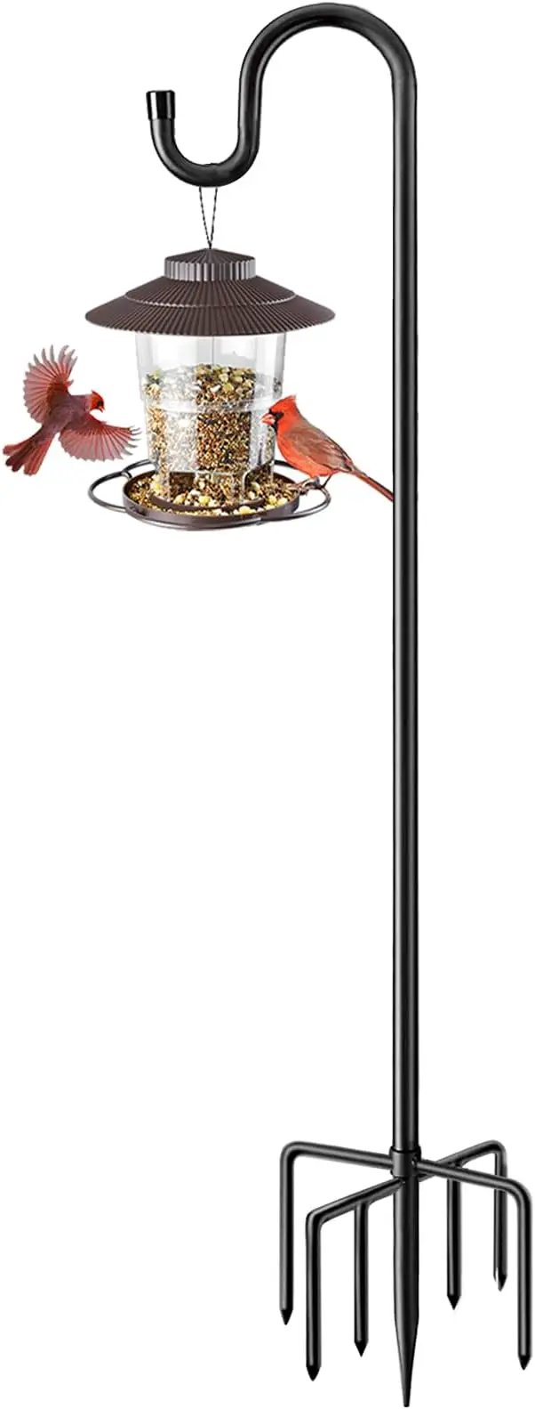 84" Shepherds Hooks for Outdoor, Heavy Duty Bird Feeder Pole with 7 Prongs Base for Hanging Lantern, Hummingbird Feeder, Plant Baskets, Shepherds Hook for Bird Feeders for Outside, 1 Pack by GreenHaven Gardens