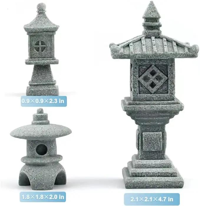 Miniature Fairy Garden Decoration Set,3 Japanese Lantern,10 Stepping Stone Mini Fairy Decor for Garden & Patio Micro Landscape Yard Bonsai Decoration by GreenHaven Gardens