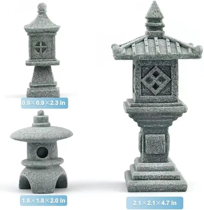 3 PCS Miniature Figurines Stone Pagoda Lantern Garden Statues Tiny Home Kit Meditation Accessories for Zen Garden Home Decor Yard Decorations Outdoor Statues Asian Garden Decor Japanese Gifts (2) by GreenHaven Gardens