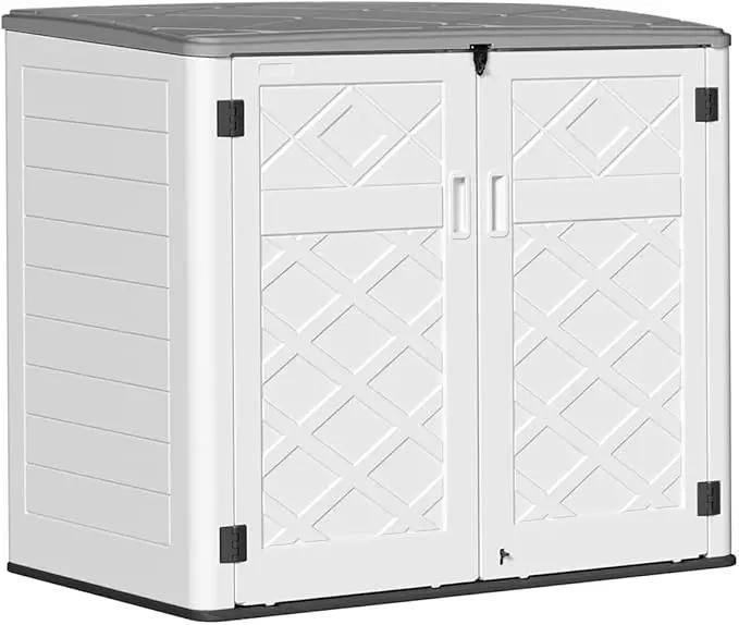 KINYING Horizontal Outdoor Storage Shed,47 Cu.ft Resin Outdoor Storage Cabinet Waterproof for Garden/Patio/Backyards by GreenHaven Gardens