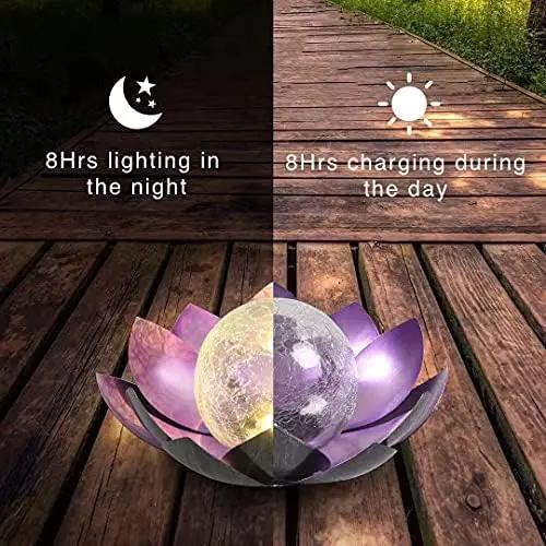 Solar Light Outdoor, Metal Glass Decorative Waterproof Garden Light LED Solar Flower Lights for Patio, Lawn,Walkway,Tabletop,Ground (Purple) by GreenHaven Gardens