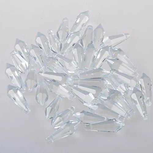 H&D HYALINE & DORA H&D 50pcs 38mm Crystal Icicle Pendant Chandelier Prisms Drops Lamp Candle Holders Curtain DIY Parts(Clear) by GreenHaven Gardens