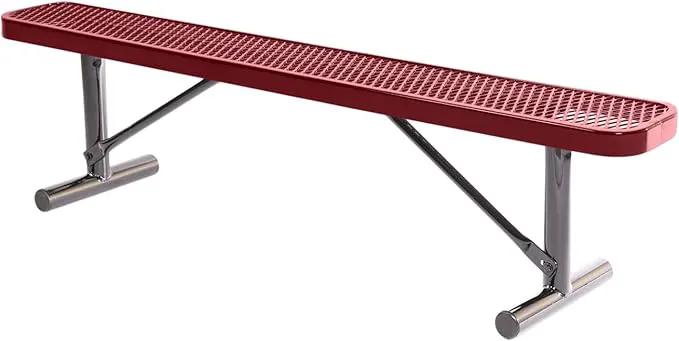 Heavy-Duty Portable Outdoor Bench Thermoplastic Coated, Expanded Metal, Commercial-Grade Seating, Made in America (Portable Without Back, 6 Ft, Burgundy) by GreenHaven Gardens