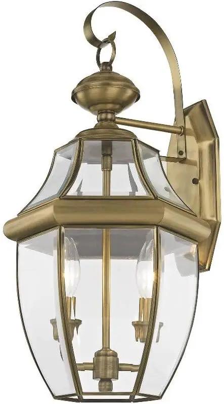 Livex Lighting 2251-07 Monterey 2 Light Outdoor Bronze Finish Solid Brass Wall Lantern with Clear Beveled Glass, 20.25" x 10.5" x 20.25" by GreenHaven Gardens