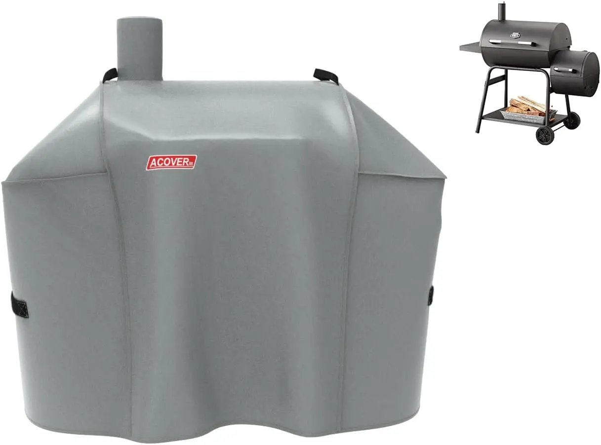 Expert Grill Offset Smoker Cover, Waterproof Grill Cover, 56.5 inch Light Gray by GreenHaven Gardens