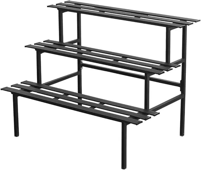 Versatile 3-Tier Metal Plant Stand, Ladder Designed, Heavy-Duty Utility Storage Rack for Indoor & Outdoor Use, Decorative Plant Display for Home, Garden, Patio, and Balcony. by GreenHaven Gardens