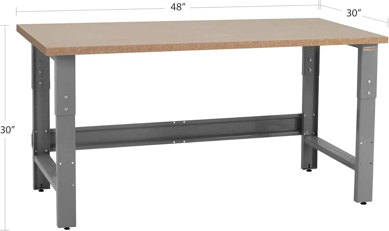 Table & Workbench: 1" Thick Particle Board Top, Height Adjustable Bench - 30" D x 48" L x 30" - 36" H - by BenchPro by GreenHaven Gardens