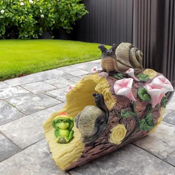 Snails Frog Garden Statue - Decorative 3"x4" Gutter Downspout Splash Block & Rain Diverter | Outdoor Decor Sculpture, Eco-Friendly Resin, Weather-Resistant, Easy Install by GreenHaven Gardens