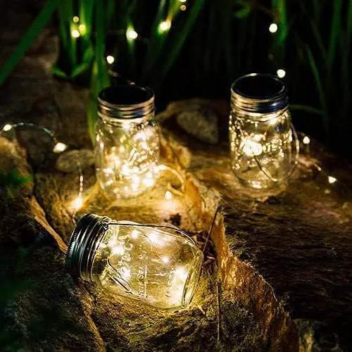 ANGMLN Solar Mason Jar Lights Lids, 10 Pack 30 LED Solar Fairy Lights for Regular Mouth Mason Jars, Outdoor Hanging Mason Jar Lights for Garden Yard Decor, Wedding Christmas Gifts (Jars Not Included) by GreenHaven Gardens