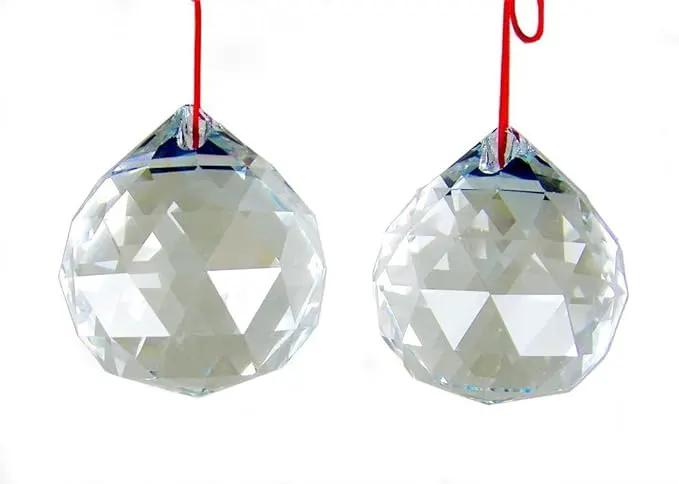 Amlong Crystal 50mm Clear Suncatcher Crystal Ball Prisms Feng Shui X 2Pcs with Gift Box by GreenHaven Gardens