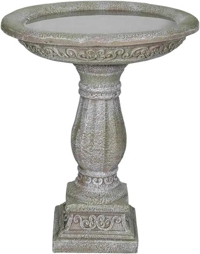 SKYFIRE 20”Dia.X 23.8”Tall Outdoor Birdbath with Pedestal - Modern Garden Birdbaths Outdoor Decor for Bird Spa & Birdfeeder, Floor Bird Baths for Garden Patio, Yard, Lawn by GreenHaven Gardens