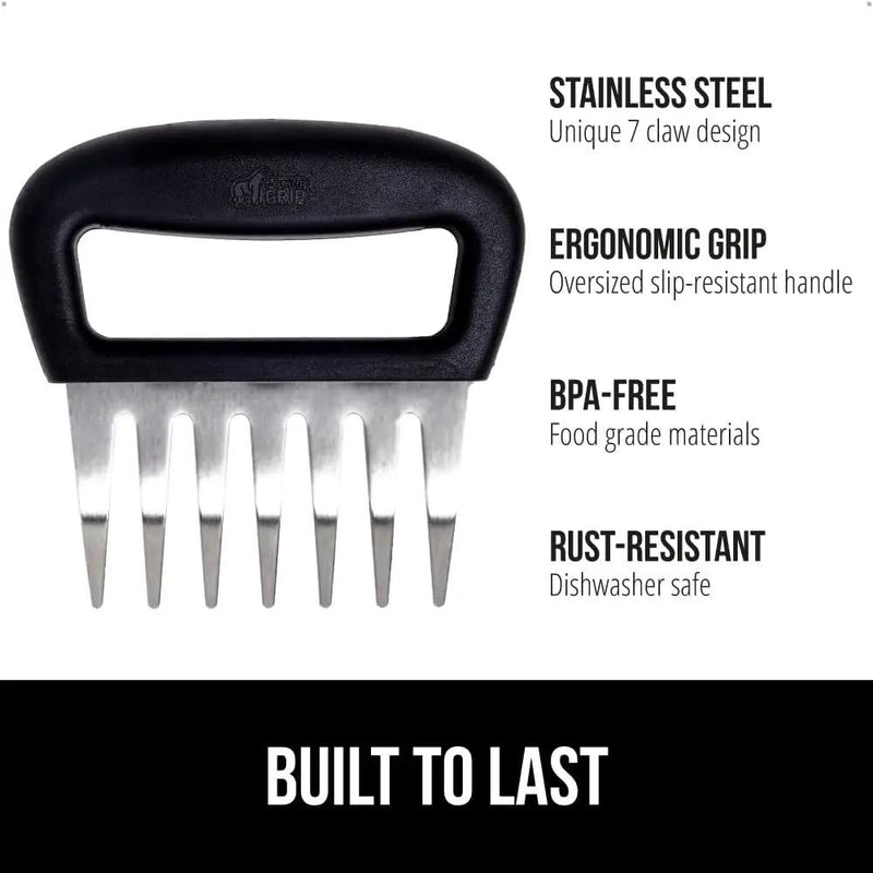 GORILLA GRIP BPA-Free Chicken Shredder Meat Claws, Sharp Stainless Steel Food Shredding Fork, Comfortable Handle, Easily Shred Pulled Pork, Taco Meats, Kitchen Smoker BBQ Tool, Dishwasher Safe, Black by GreenHaven Gardens