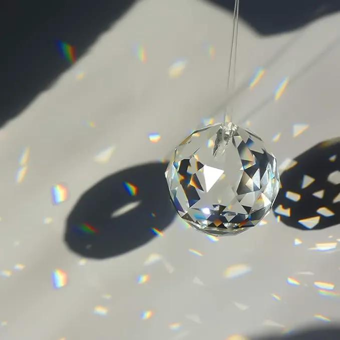 MerryNine 40mm Clear Crystal Ball Prism Sunshine Catcher Rainbow Pendants Maker, Hanging Crystals Prisms for Windows, for Feng Shui, for Gift(40mm/1.57" 10pack) by GreenHaven Gardens