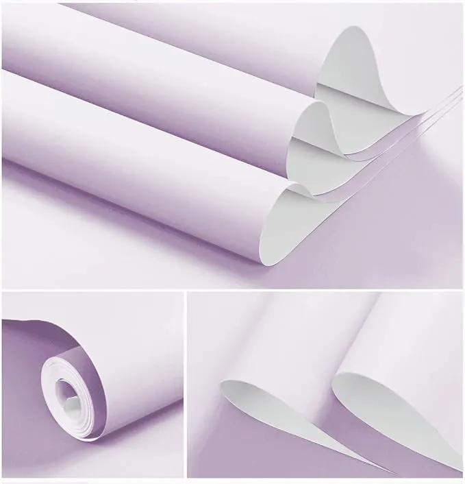 Dimoon 236''x17.7'' Purple Peel and Stick Wallpaper Contact Paper Modern Self Adhesive Wall Paper Removable Renter Friendly Textured Solid Color Shelf Cabinet Vinyl Roll (236''x17.7'',Light Purple) by GreenHaven Gardens