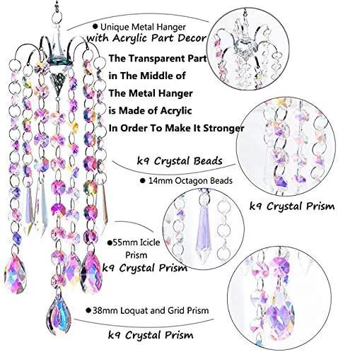 H&D HYALINE & DORA Chandelier Wind Chimes AB Coating Crystal Prisms Hanging Suncatcher Pendant Home Decor Gifts by GreenHaven Gardens