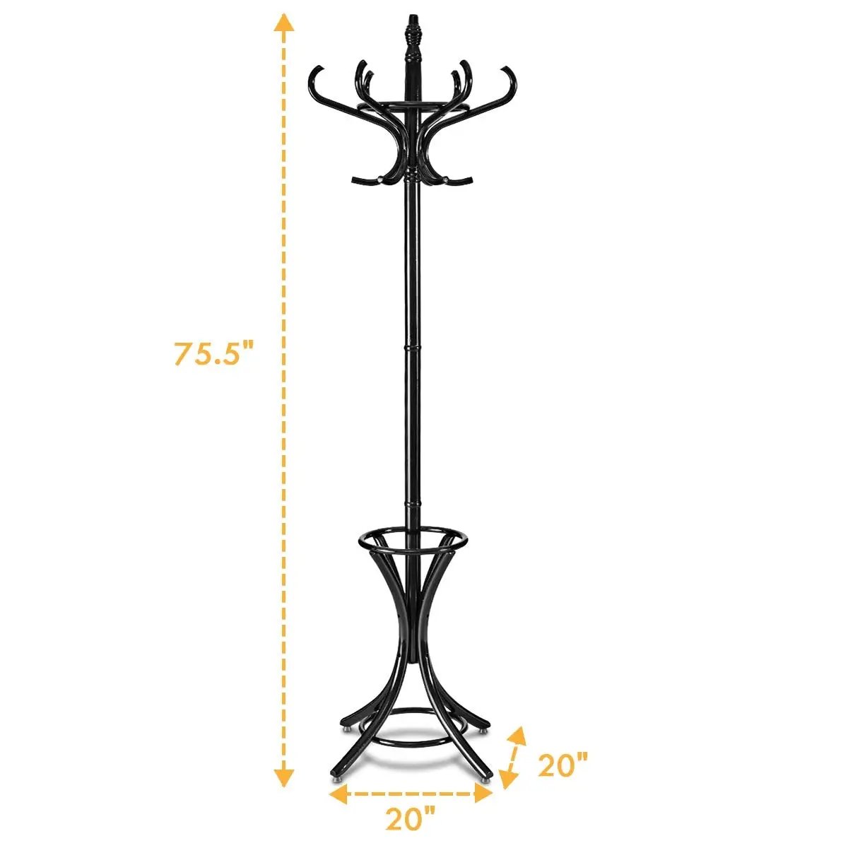 Wood Standing Hat Coat Rack with Umbrella Stand, photo 4 of 11