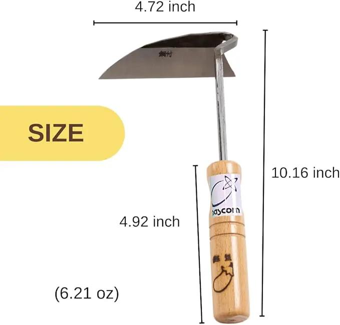 Japanese Sickle (Nejirigama) Durable Carbon Steel (SK85) Blade, Weeder Scraper Hoe, Hand Held Garden Tool, Blade Length 4.72inch by GreenHaven Gardens