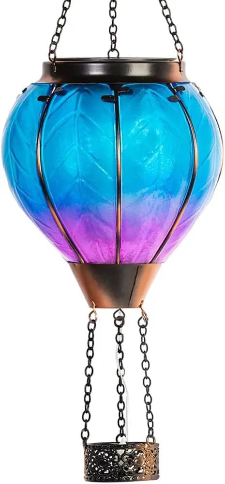 Starsoul Hot Air Balloon Solar Lantern with Candle Holder Glass Solar Hot Air Balloon Lantern with Flame Solar Hanging Hot Air Balloons Decorative for Lawn Porch Tree Yard by GreenHaven Gardens