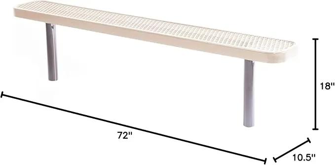 Coated Outdoor Furniture Heavy-Duty Outdoor Bench Thermoplastic Coated, Expanded Metal, Commercial-Grade Seating, Made in America (Inground Without Back, 6 Ft, Tan) by GreenHaven Gardens