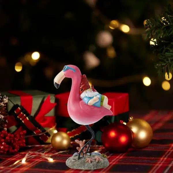 Gnome Garden Statue Funny Gnome Reclining on Flamingo Figurines, Resin Garden Gnomes Fall Decorations Outdoor for Patio Yard Lawn Porch, Ornament Gift by GreenHaven Gardens