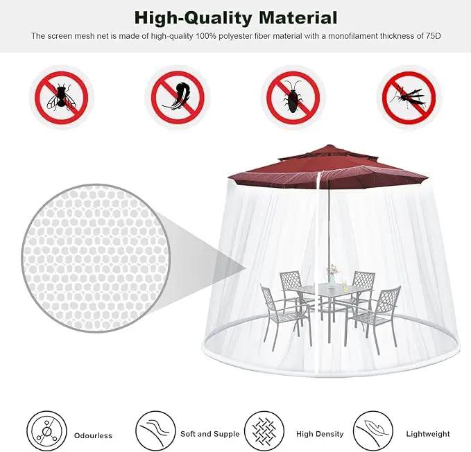 9-11 FT Umbrella Net for Outdoor Umbrella, Universal Hanging Mosquito Net for Patio,Polyester Mesh Umbrella Screen for Patio Tables with Zipper(White) by GreenHaven Gardens