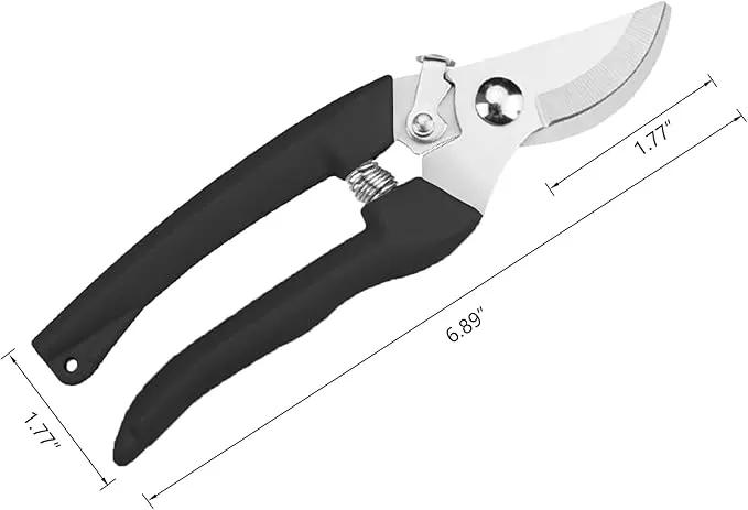 Garden Scissors for Plant, Tip Pruning Shears for Cutting Flowers, Trimming Plants, Bonsai and Fruits Picking (Black Bypass Blade Pruner) by GreenHaven Gardens