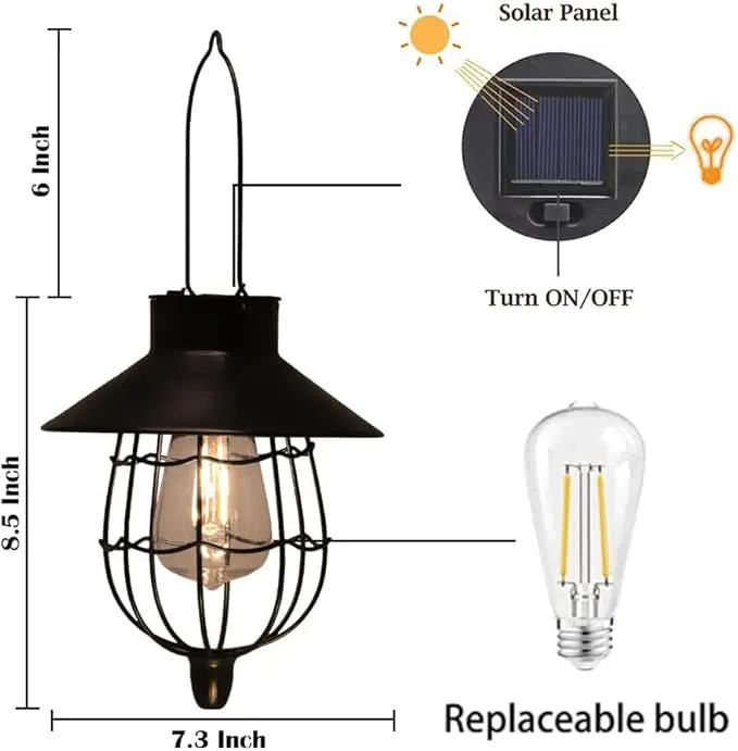 YAKii 2 Pack Solar Lantern Hanging Waterproof Outdoor Metal Solar Lamp with Warm White Light Decorate for Yard Garden Pathway Patio Porch Decor (Black) by GreenHaven Gardens