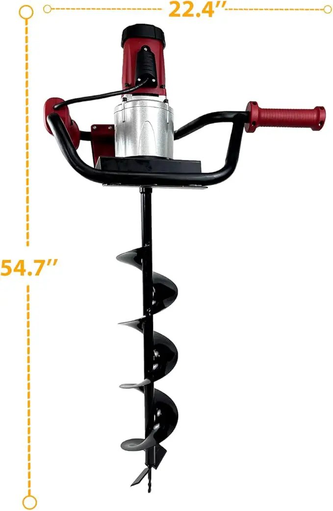 JACKCHEN 1500W Electric Post-Hole Digger with 6-Inch Auger Bit, Earth Auger Drill, Auger Bit Earth Auger, Ideal for Post Hole Digging, Drilling, Tree Planting, Red by GreenHaven Gardens
