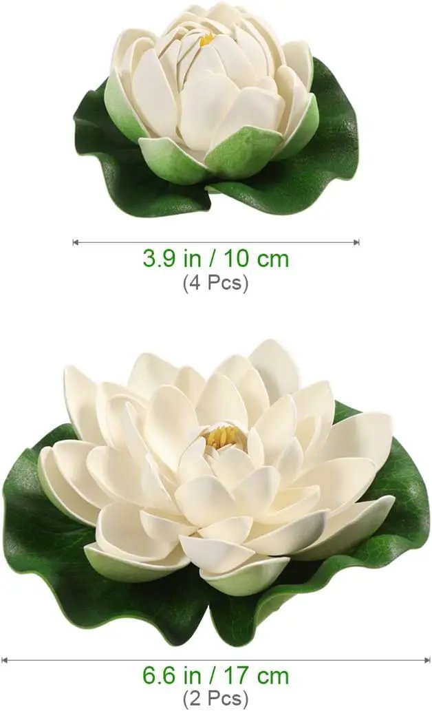 Healifty Artificial Floating Foam Lotus, Simulation Water Plants Ornament Lily Pad for Patio Pond Pool Aquarium Decor 6pcs by GreenHaven Gardens