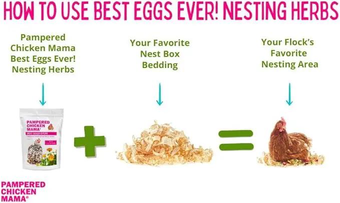 Pampered Chicken Mama Best Eggs Ever! Nesting Herbs for Chickens (16 Ounce/1 Pound) for Chicken Nesting Boxes Calcium Supplement for Chickens | Chicken Feed Supplies, Hen Treats for Coops (1 Bag) by GreenHaven Gardens