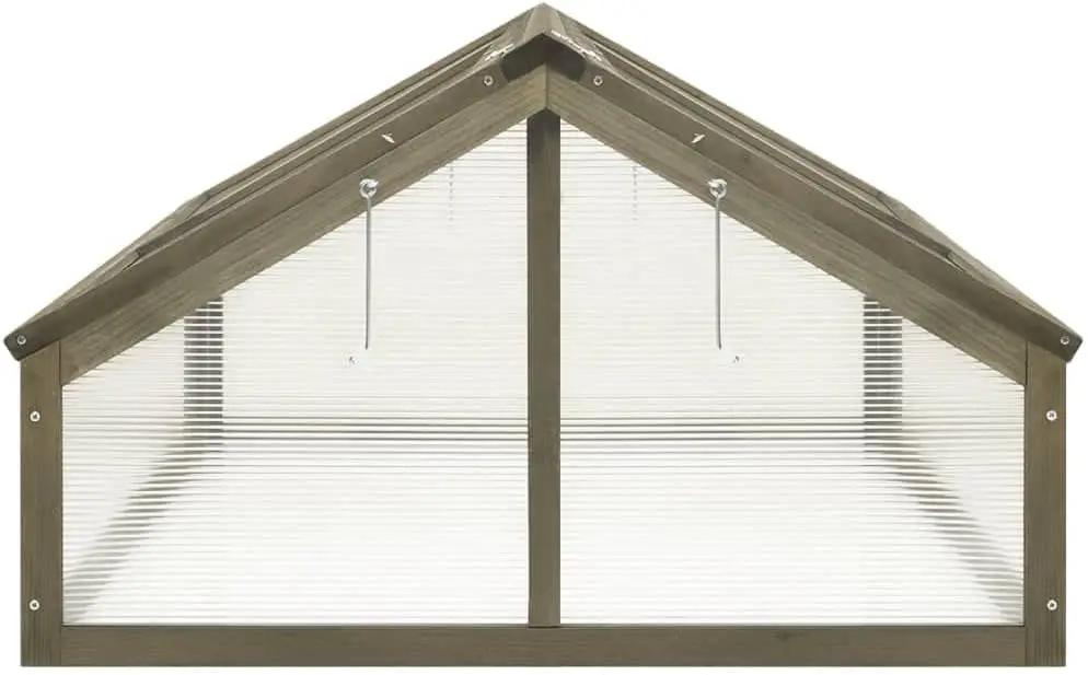 Firwood Garden Portable Wooden Greenhouse - Raised Flower Planter with 2 Roofs, Mini Greenhouse Cabinet for Outdoor Indoor Use, 44.8"x31.4"x19.6"/Gray by GreenHaven Gardens