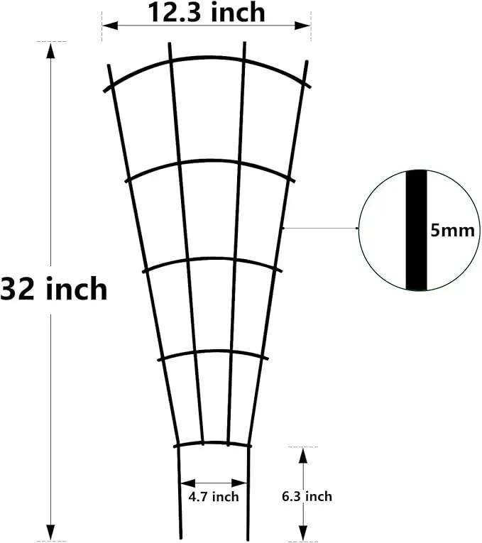 4 Pack 32'' Indoor Plant Trellis for Potted Plants Climbing Outdoor Metal Garden Trellis Houseplants Flowers Vine Ivy,Fan Shape, Black by GreenHaven Gardens